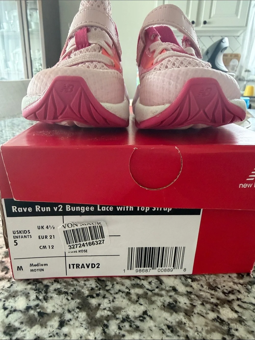 New Balance Pink and Magenta Kids Hook-and-Loop Sneakers